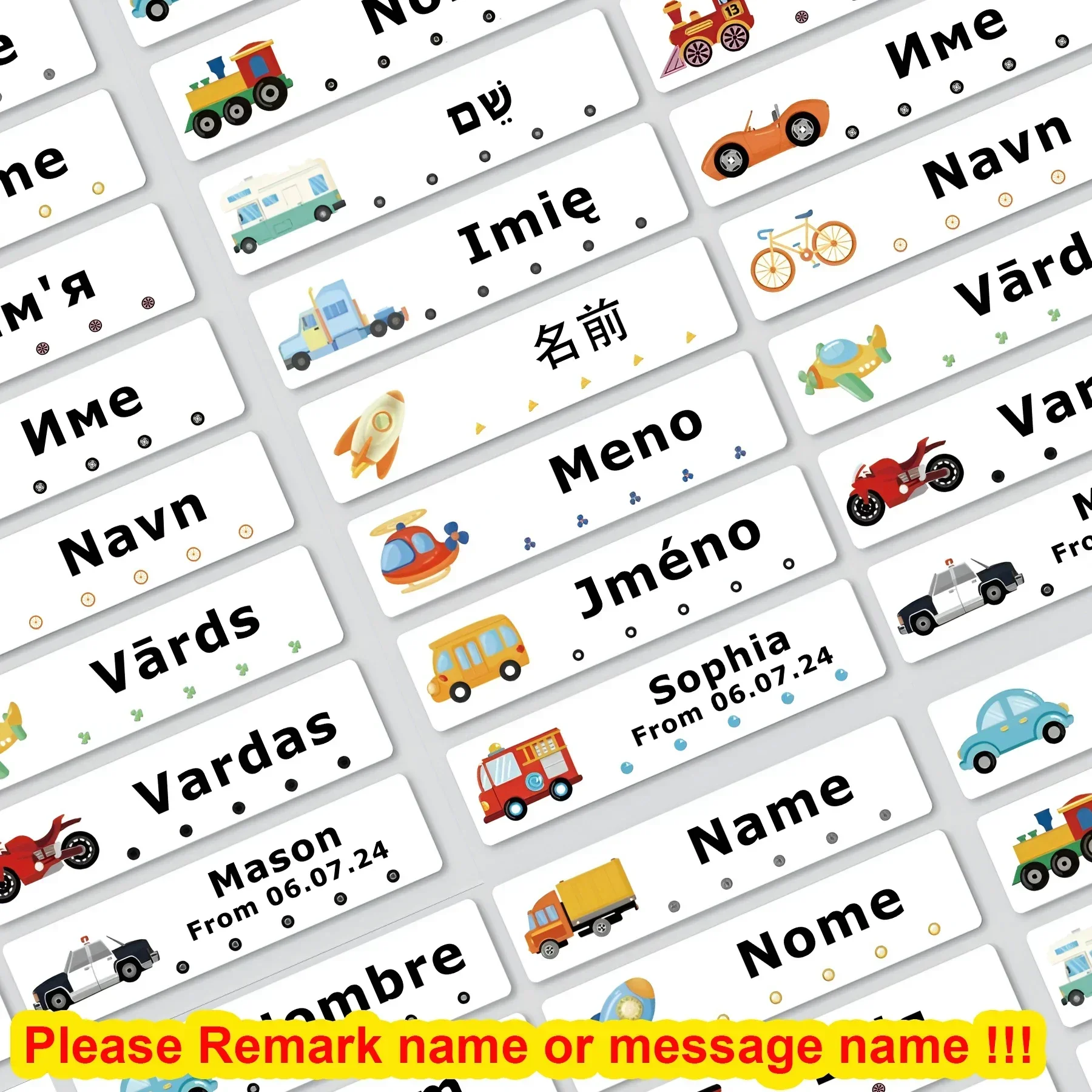 80 יחידות מדבקות שמות מותאמות אישית עמידות במים לילדים לבקבוקי מים, קופסאות ארוחה, תיקי גב, ציוד לבית הספר
