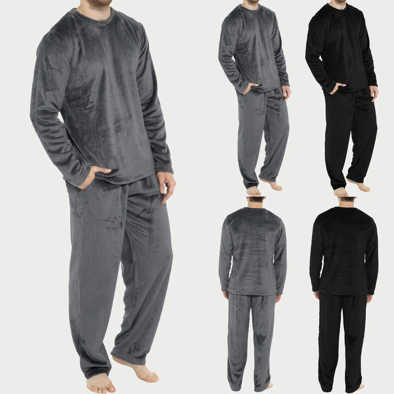 Men Pyjama Winter Coral Velvet Pajama Set Fleece Sleepwear Homewear Thick Warm Female Male Suit Pyjama 3XL pijamas de hombre