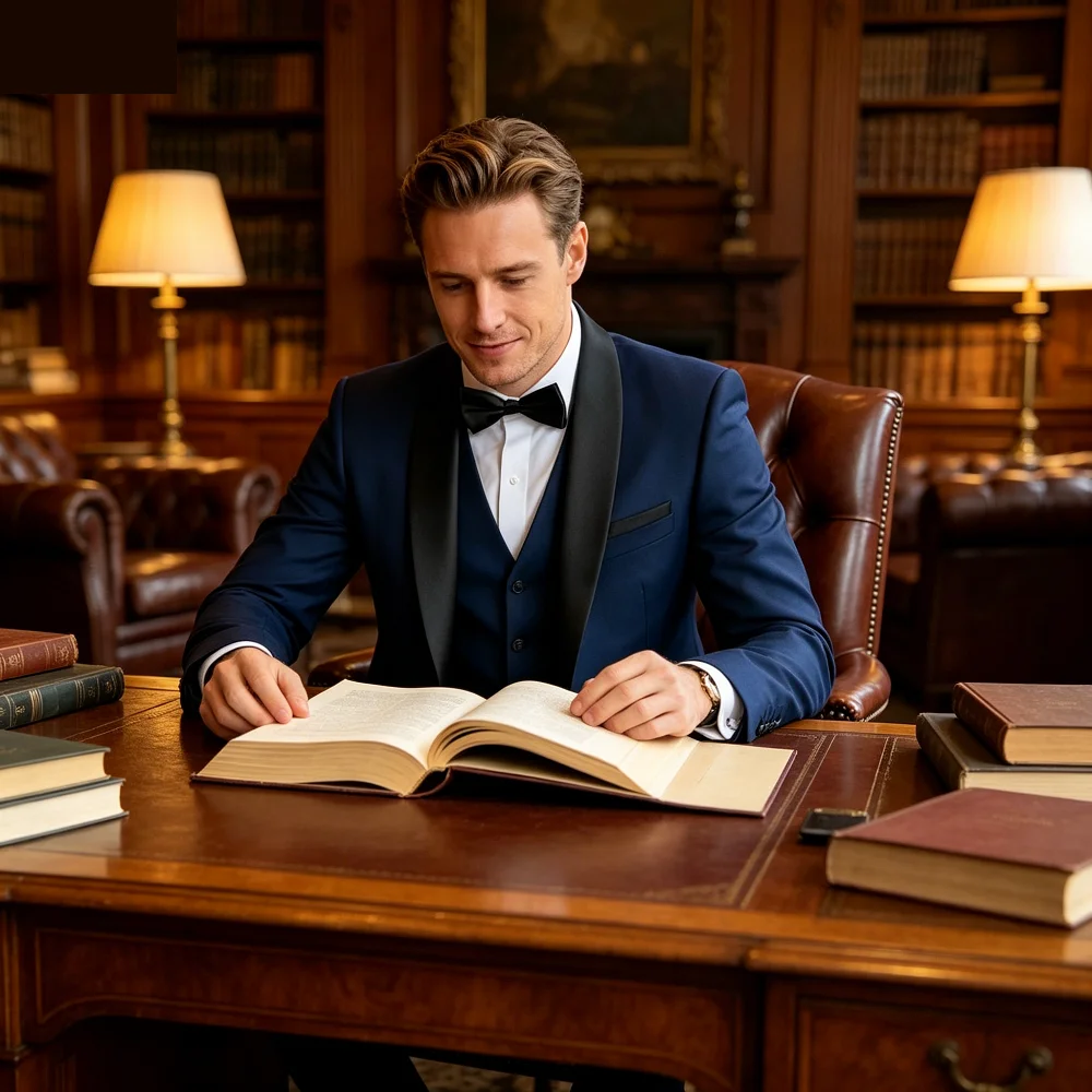 

Elegant Fit 3-Piece Men's Tuxedo Formal Groom Suit with Shawl Lapel Blazer Vest Pants for Wedding Business Prom Male Clothing
