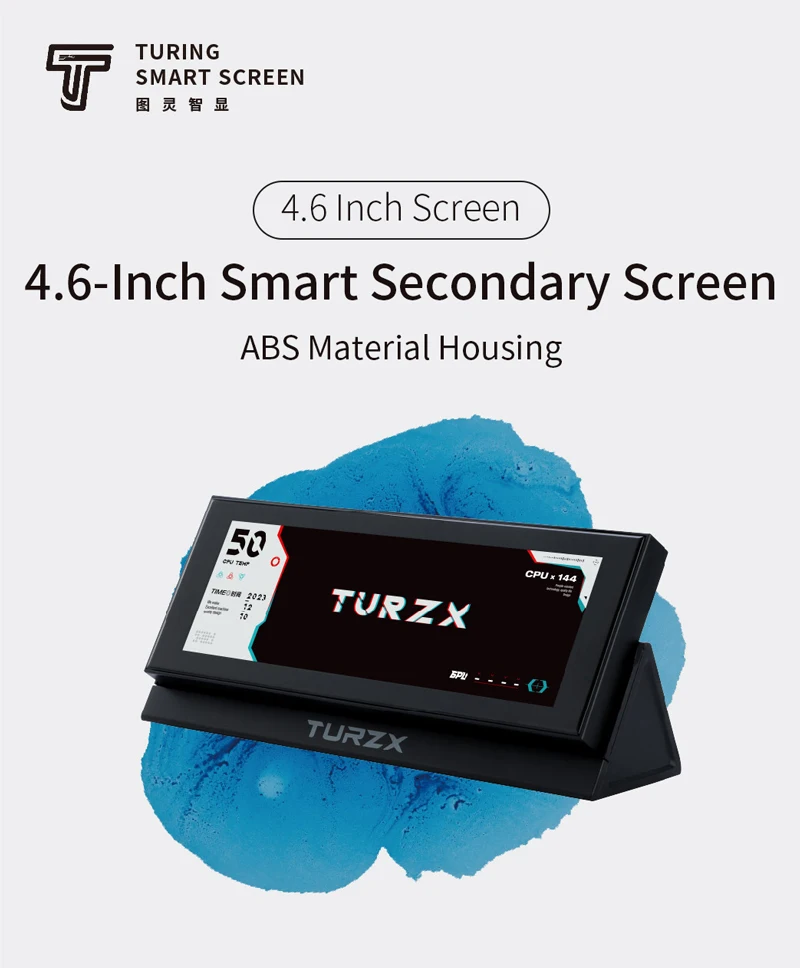TURZX 4.6 Inch IPS Secondary Screen USB Interface CPU GPU RAM Smart Screen 960x320 Support Extend Desktop For Windows 10 11
