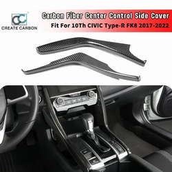 Real Carbon Fiber Gear Shift Side Panel Cover Trim For Honda Civic Type R FK8 (2017 to 2022)