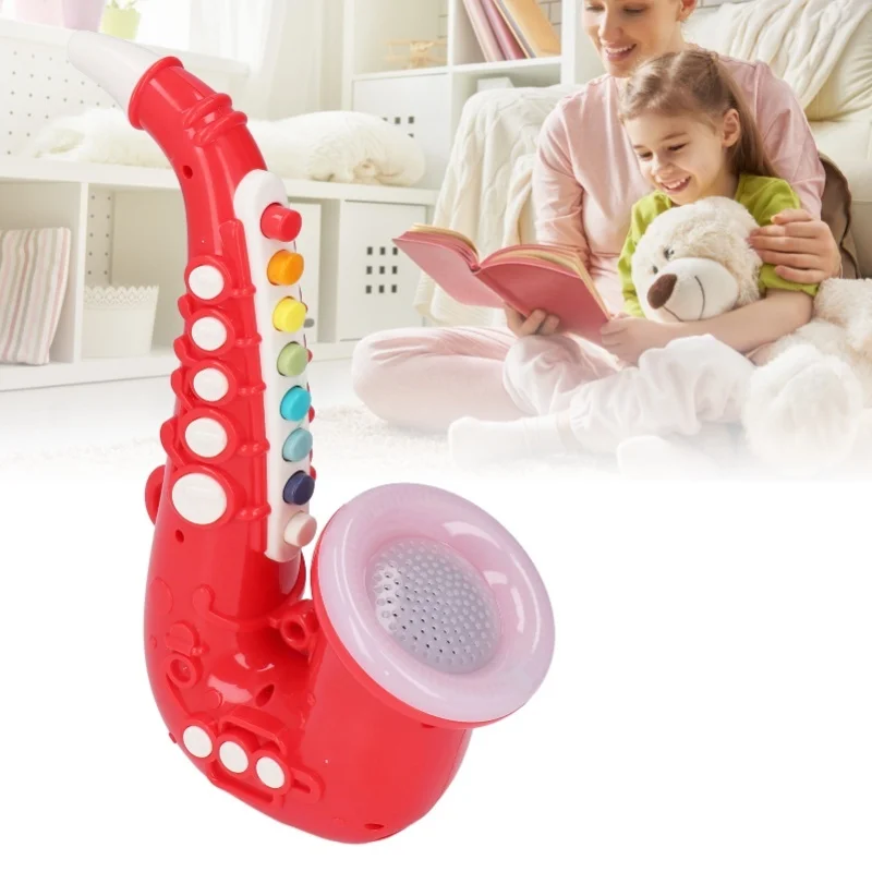 لعبة الساكسفون للأطفال للأولاد والبنات لعبة موسيقية جميلة قابلة للتعديل هدية عيد ميلاد للحفلات باللون الأحمر #5