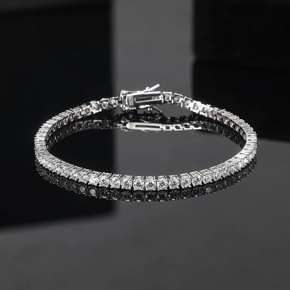 

kelanda 2mm 100% D color moissanite women bracelet chain S925 sterling silver full circle bracelet jewelry valentine Day gift