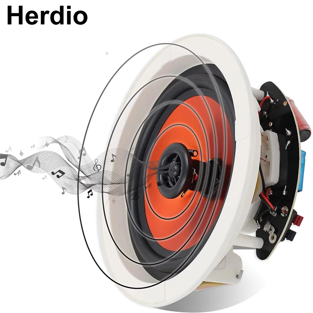 

Herdio 6.5 inch Flush Mount In-Ceiling Speaker 2PCS 2-Way Passive Speaker System 300W Great For Humid Indoor Outdoor Bathroom