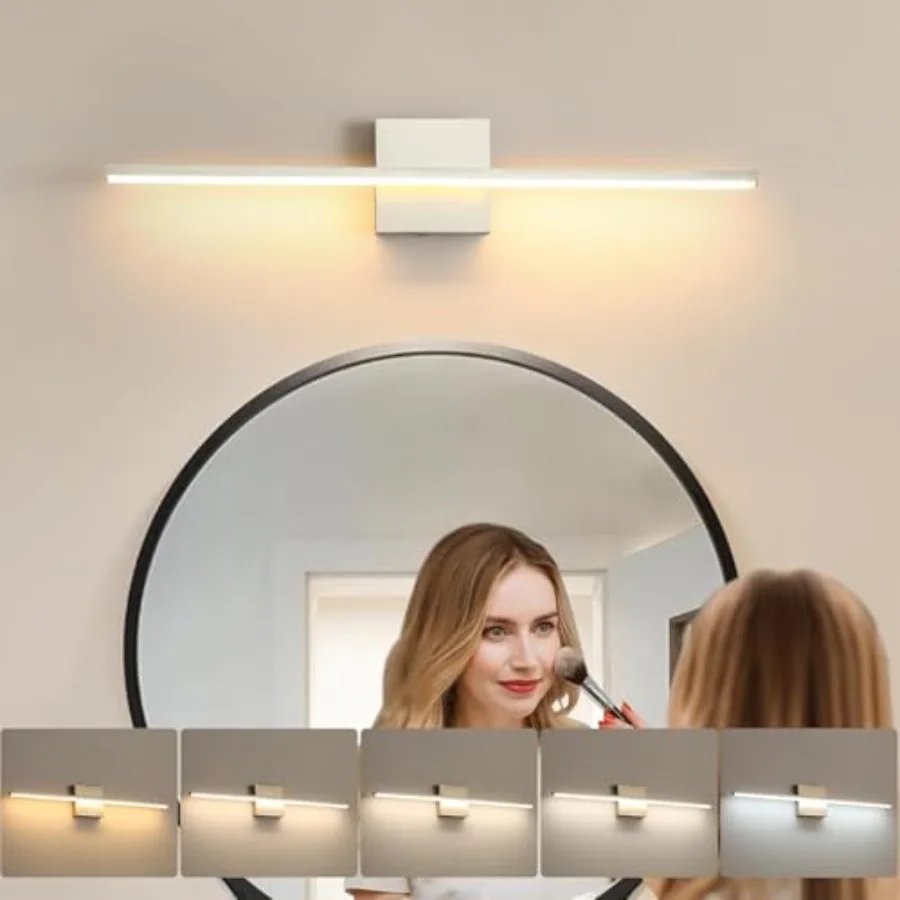 Modern Bathroom Vanity Light 24 Inch 18W Brushed Nickel Bathroom Light Fixture Over Mirror Dimmable 5CCT LED Wall Sconce Lighti
