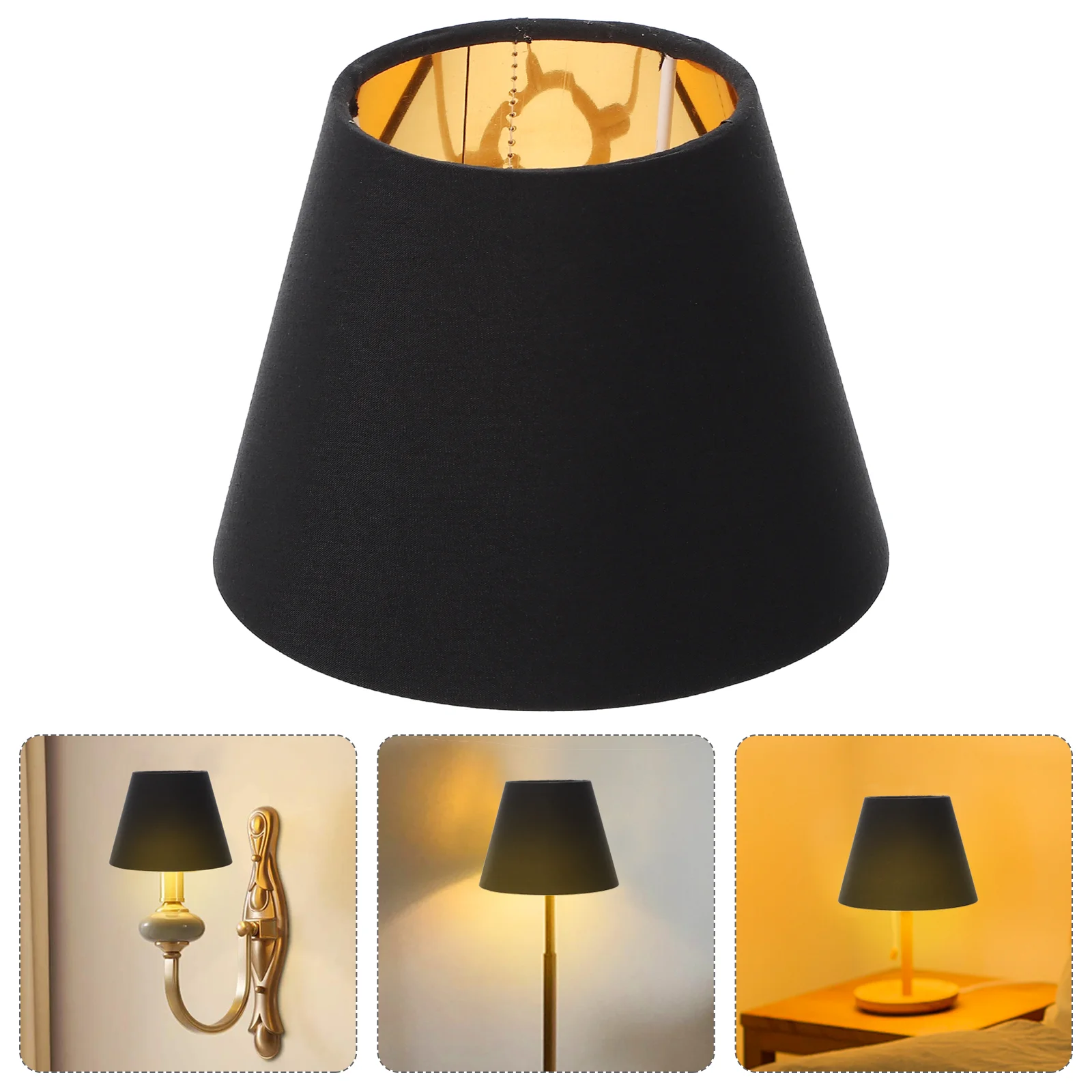 Lamp Shade Black Table Wall Lamp Shade Decorative E14 Lampshade Fixture Drum Light Lamp Shade 15X9X12CM