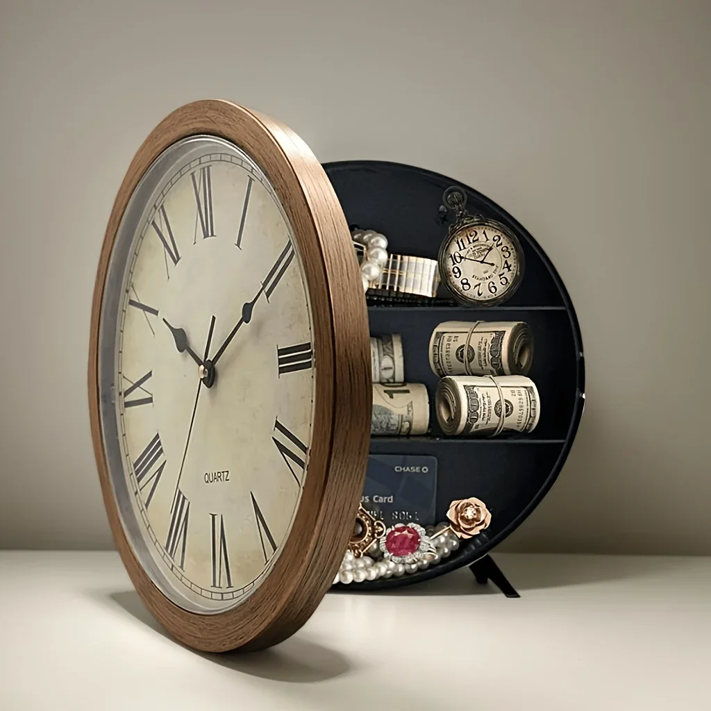 Vintage Hidden Safe Wall Clock with Jewelry Storage Box European Home Decor Hanging Clock Room Gift ‌Clock Safe Wall Clock