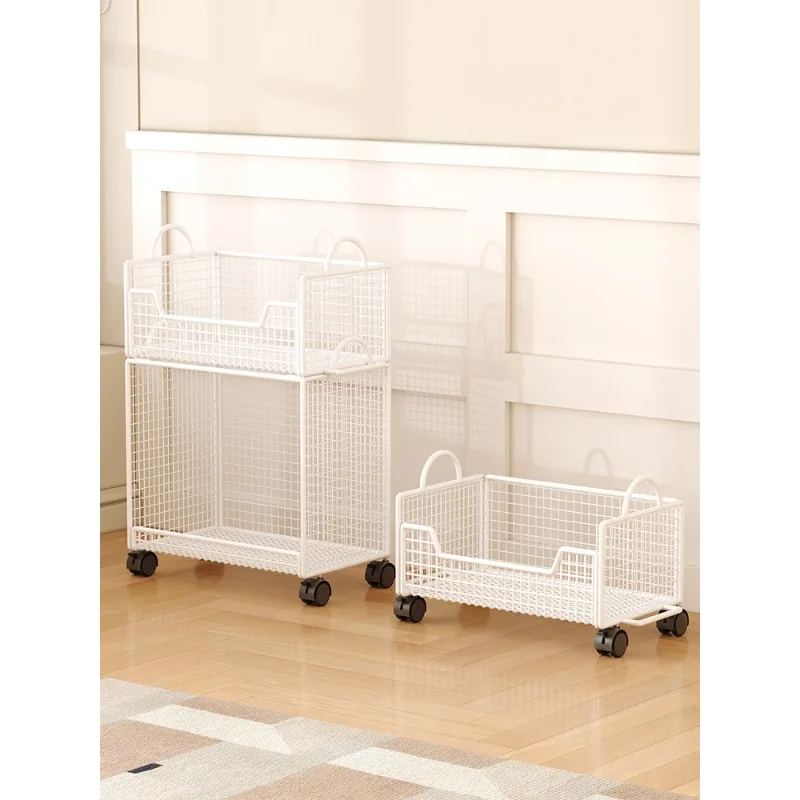 

Movable small bookshelf Floor shelf Under table trolley storage Next to desk Student book bag box