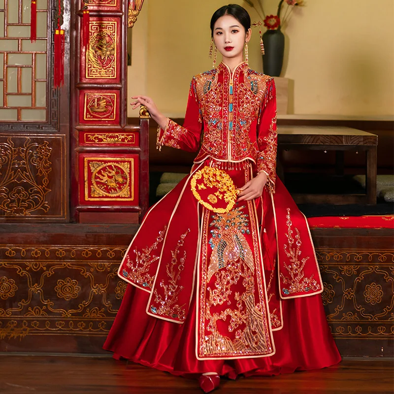 

Yourqipao 2023 New Xiuhe Clothing Chinese Sets Wedding Dress China Ancient Traditional Hanfu Bridal Gowns Tang Suit Cheongsams