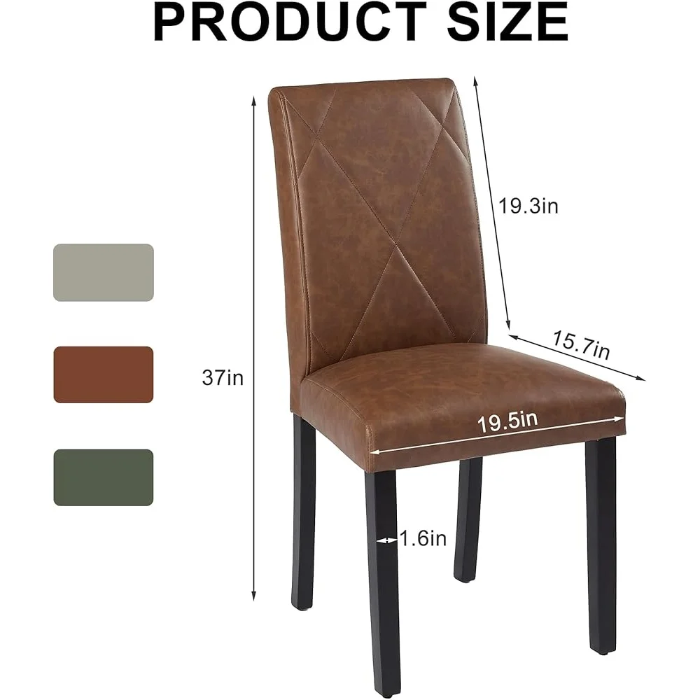 

Set of 4 Durable High Back Dining Chairs Upholstered Soft Fabric Solid Wood Legs Kitchen Living Room