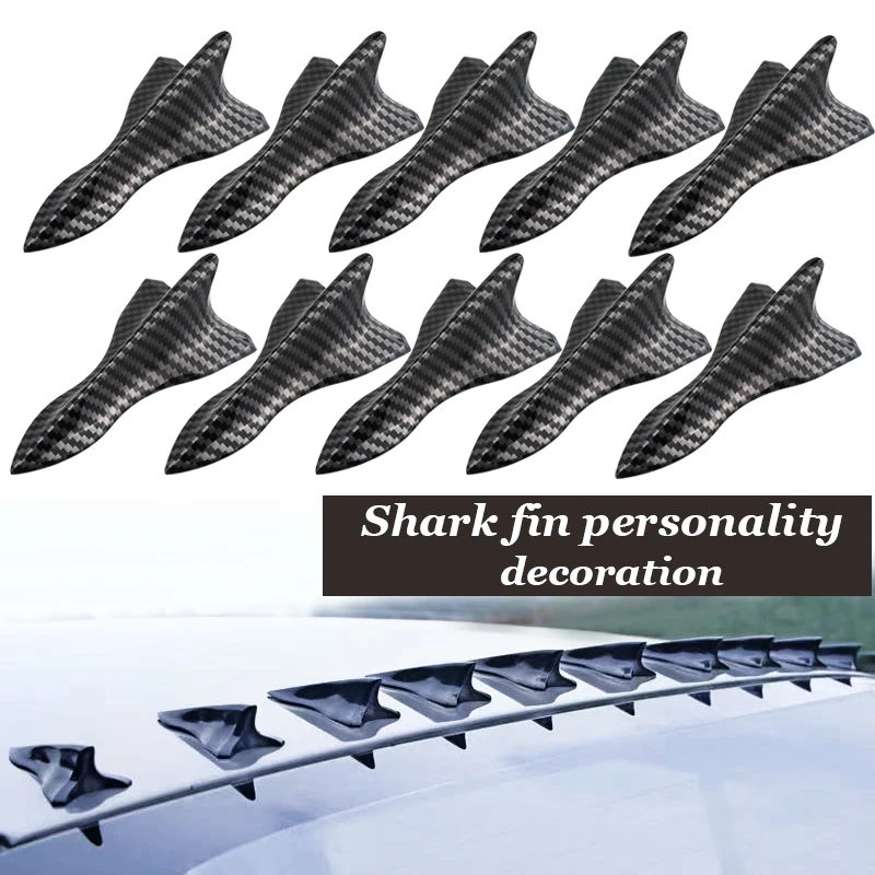 Universal Shark Fin Diffuser Vortex Generator Car Wing Roof Spoiler Bumper Shark Fin Carbon Fiber Tail For Car Roof