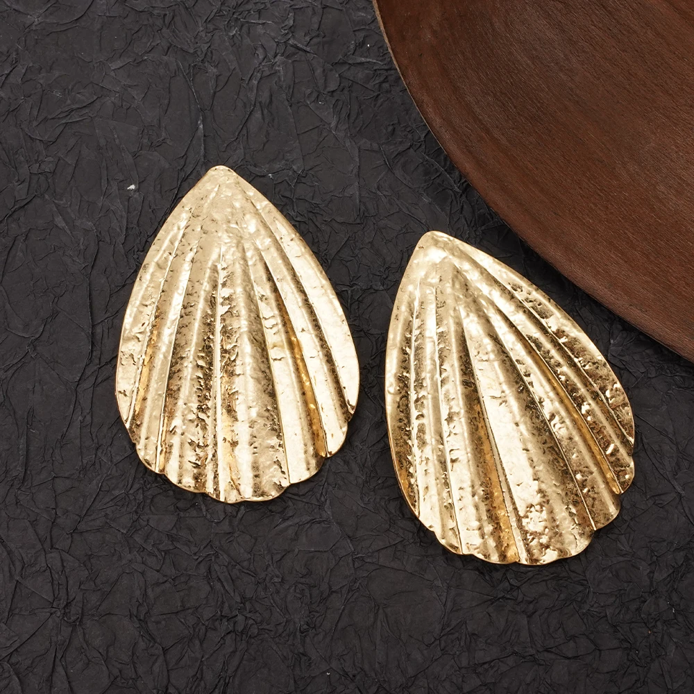 Orecchini a bottone sottili a forma di ventaglio in acciaio inossidabile Gioielli geometrici esagerati per l'uso quotidiano o regali per le donne