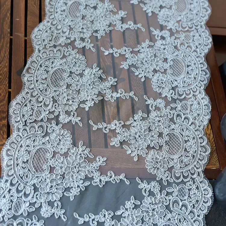 High Quality Multicolor Sequins Wedding Dress Lace Fabric, Bilateral Symmetrical Embroidery, DIY Curtain, Table Runner Material