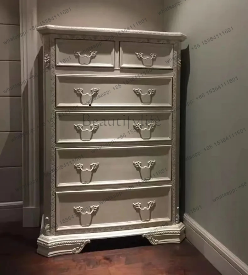 light luxury solid wood chest after modern bedroom six chest French storage locker