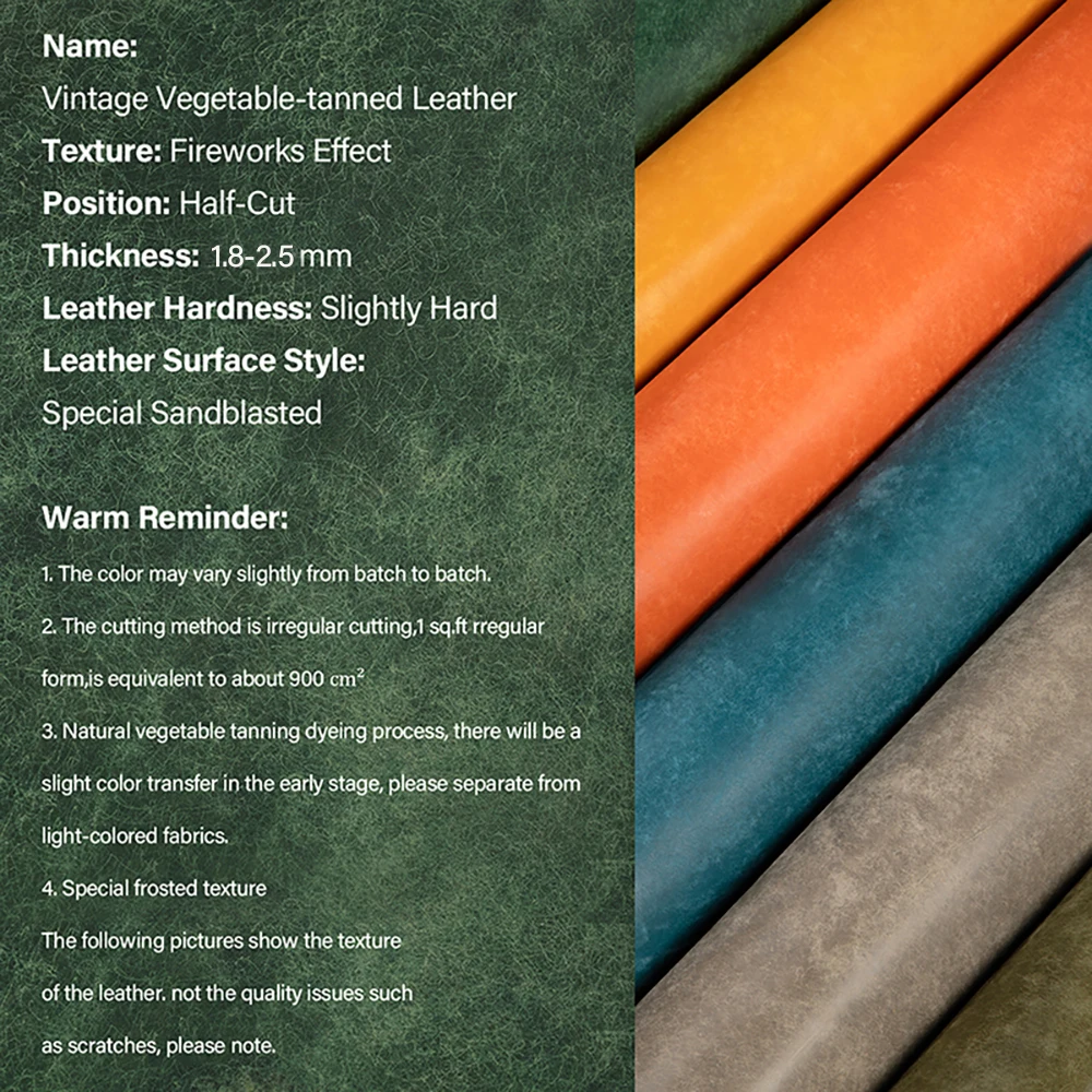 WUTA 1/3/5Sq.ft Vintage Frosted Vegetable Tanned Cowhide Leather First Layer Genuine Skin DIY Handmade Craft Bag Wallet Material