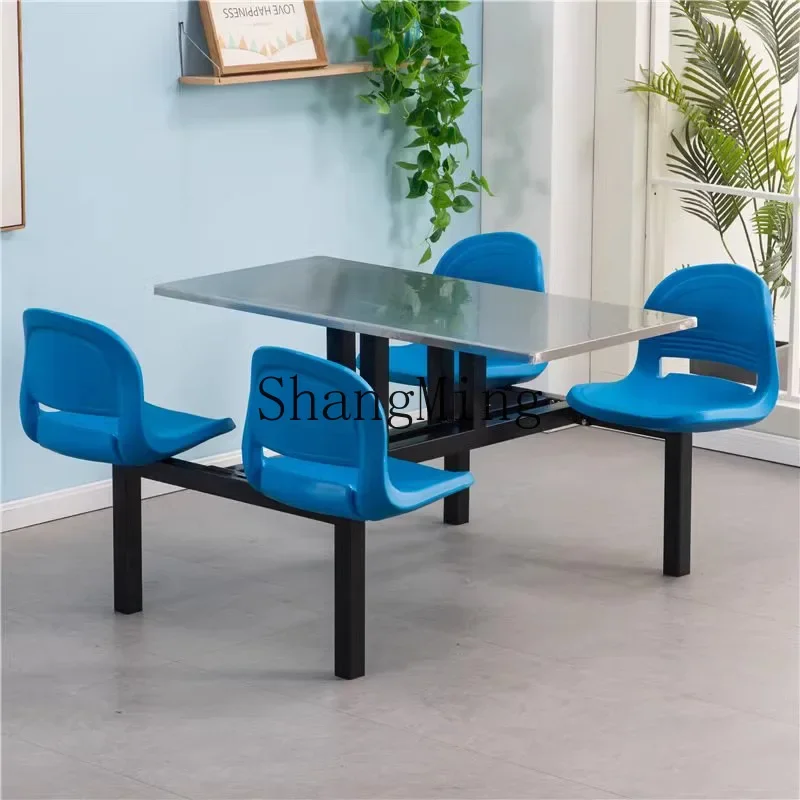 ZYY exquisite fashion stainless steel dining table and chairs one-piece learning staff pension hospital noodle shop dining table