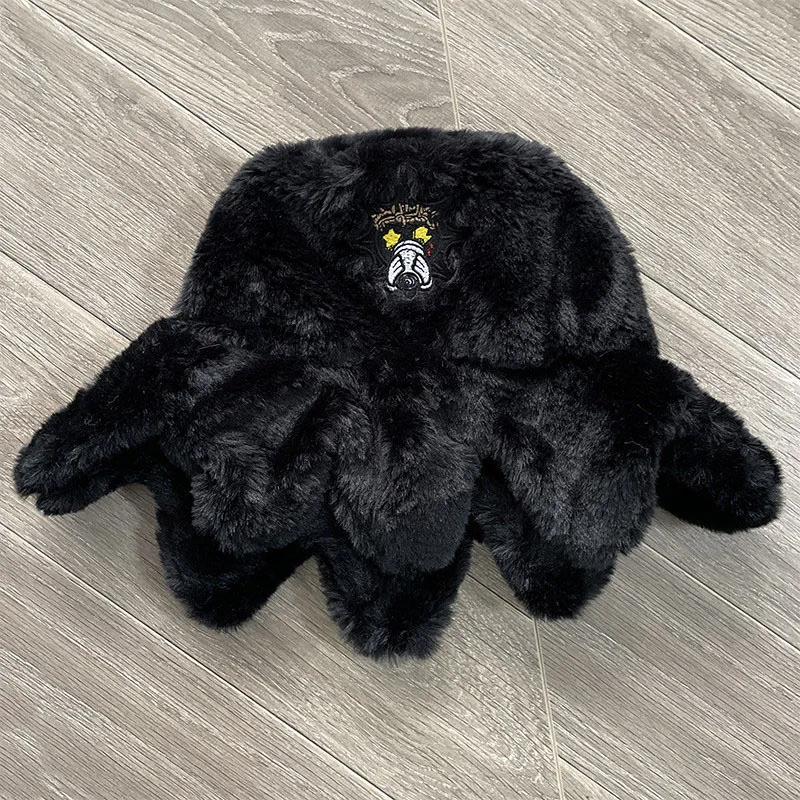 Multi-color Faux Fur Octopus Glo Gang Hat Men Women Streetwear Embroidery Plush Cap Party Gift Winter Cartoon Hat