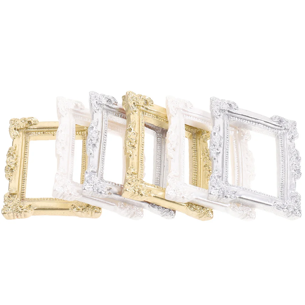 

6 Pcs Furniture Photo Frame Ornaments Mother Display Shelves Phone Case Charm Gold Frames 470X330X040CM Resin Mini Props