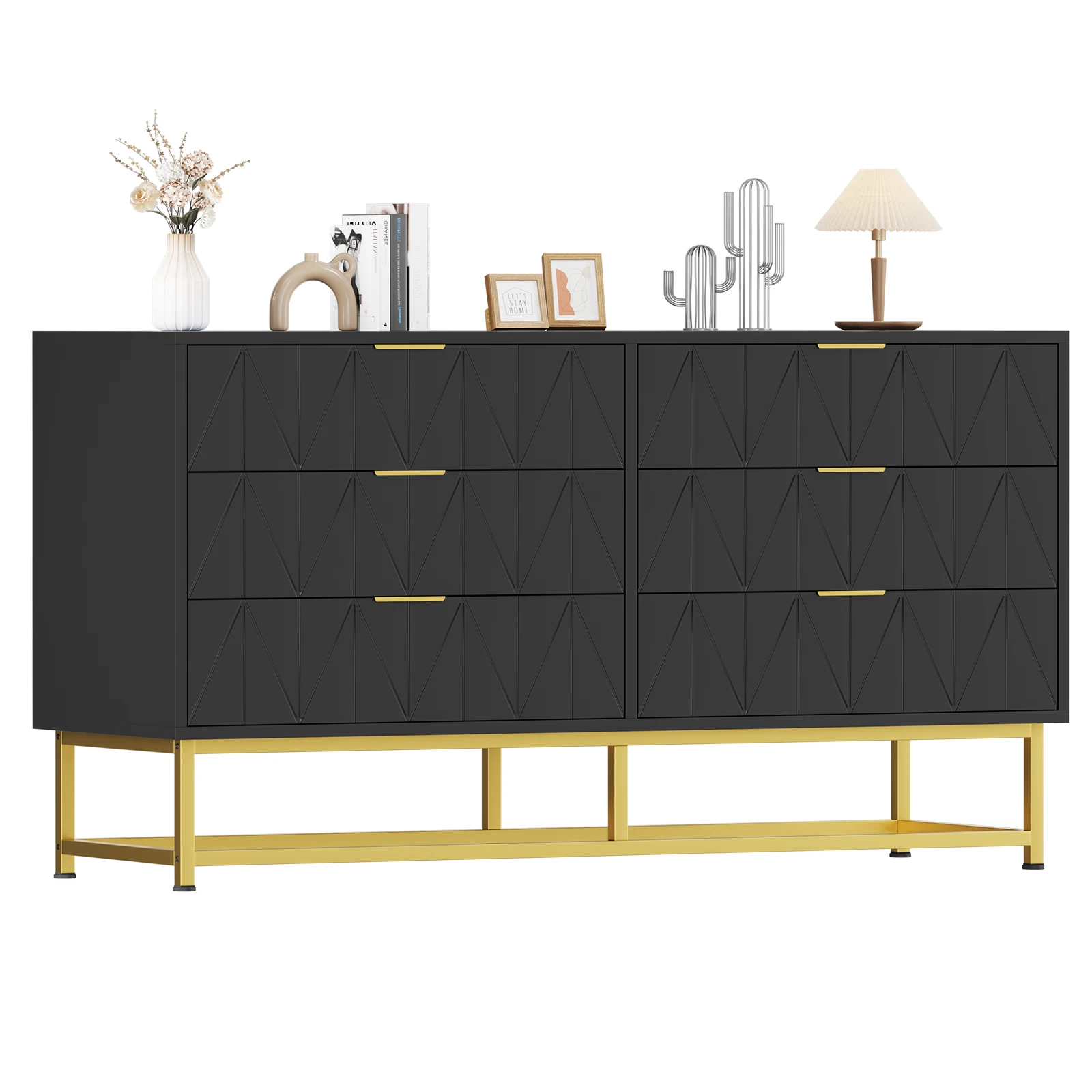 6 Drawer Dresser for Bedroom, Modern Black Chest of Drawers with Spacious Storage, Clothes Organizer for Closet, Living Room & Hallway