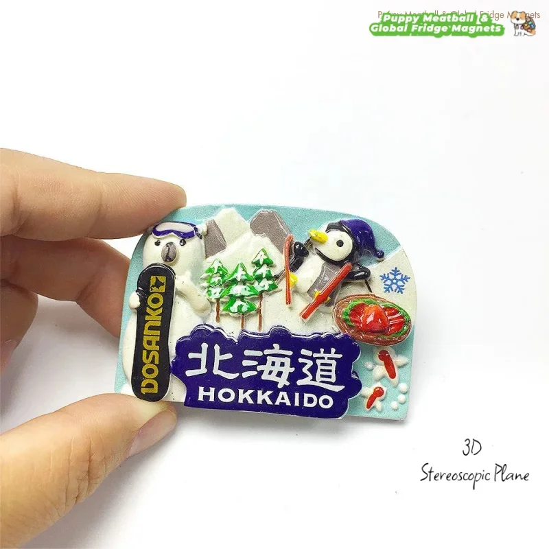 Japón Hokkaido personalizado creativo oso de esquí pingüino imán magnético para nevera decoración del hogar de alto valor