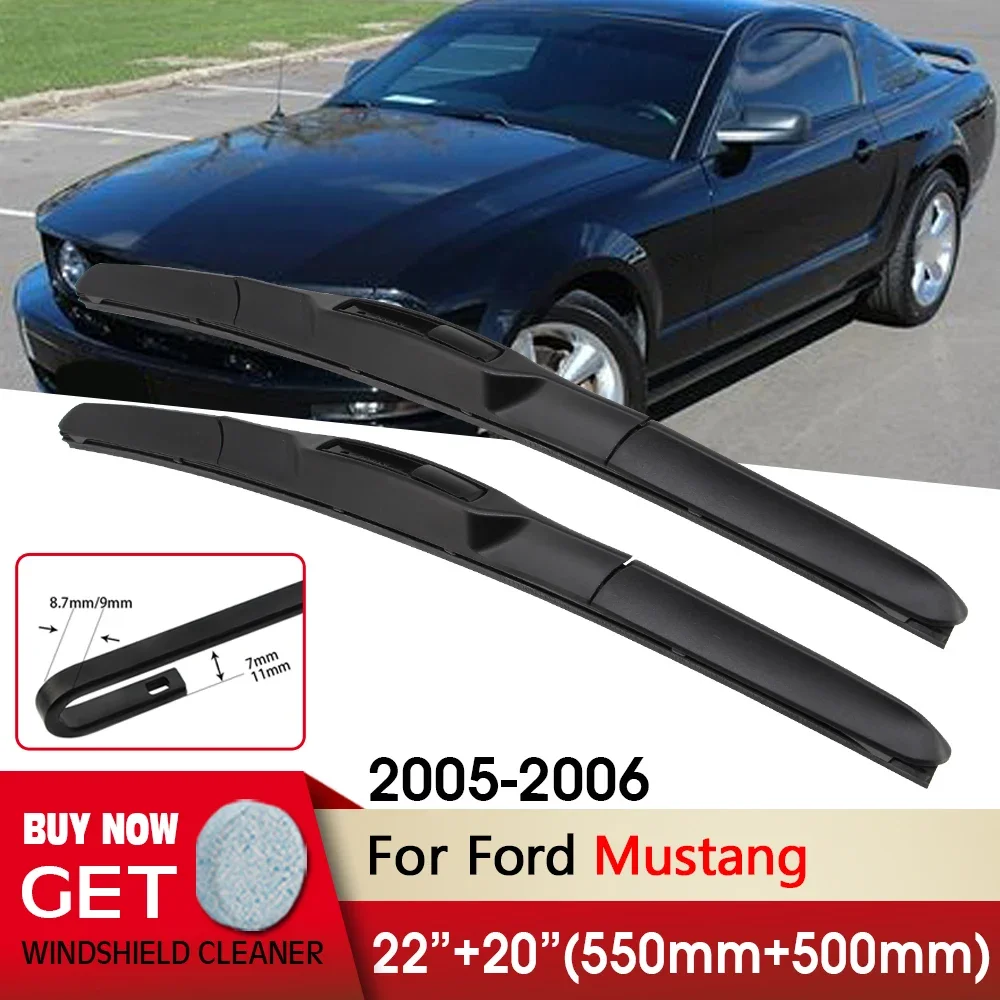 

Car Wiper Front Wiper Blade 22"+20" For Ford Mustang 2005-2006 Fit U Hook Arm Front Windscreen Wipers Auto Accessories