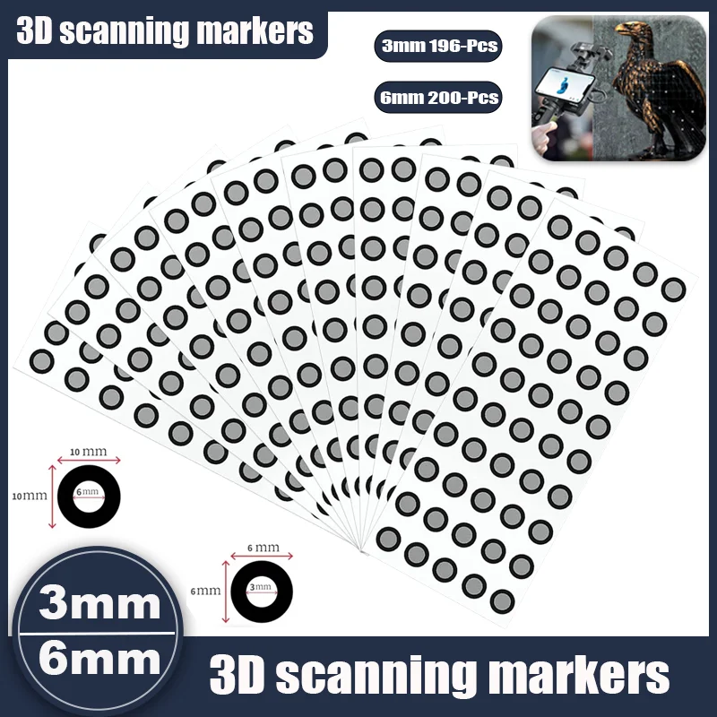 

3/6mm 3D Scanning Marker for 3D Scanner, 3D Tracking Dot Reference Point Markers, Diffuse Reflection Markers for 3D Scanner