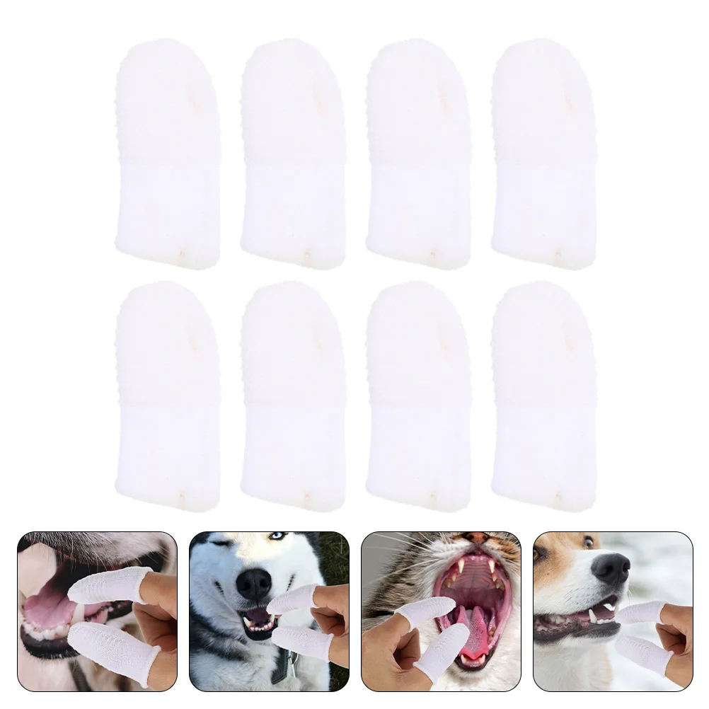 8 pçs escovas de dentes pet escovação dedo berço ferramenta cuidados orais gato confortável cão branco flexível