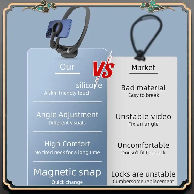 ASMA-Silicone Magnetic Quick Release Neck Mount Hold For Smart Phone Replacement Accessories