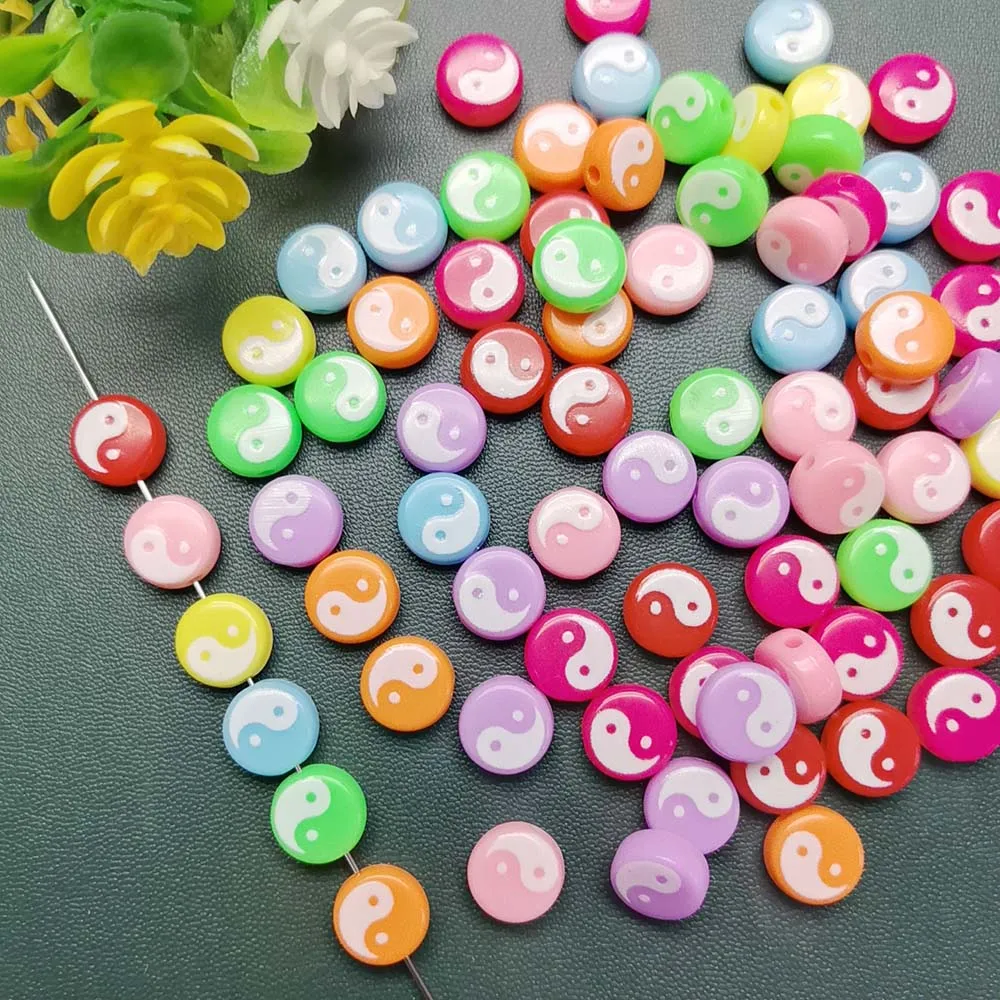 5*10mm Tai Chi Loose Spacer Beads Multicolor Acrylic Beads For Jewelry Making DIY Bracelet Necklace Handmade Craft Accessories