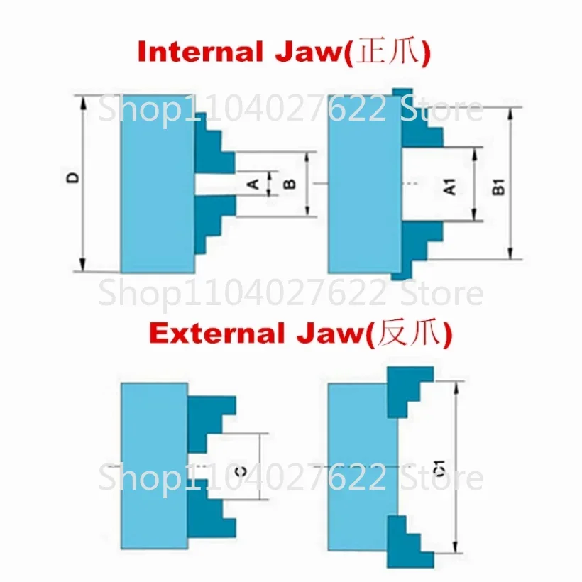 1x Manual Self-Centering Lathe Chuck 3/4 Jaws Wood Lathe Chuck 50/65/80/90/125mm DIY Metal Wood Lathe Tools