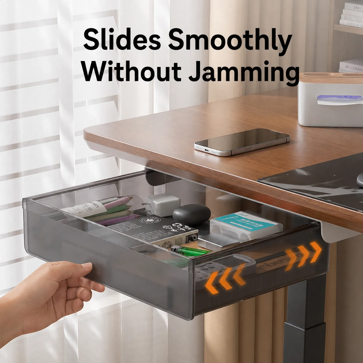 Self Adhesive Hidden Under Desk Drawer, Large Capacity Punch-Free Storage Box for Desk Sundries