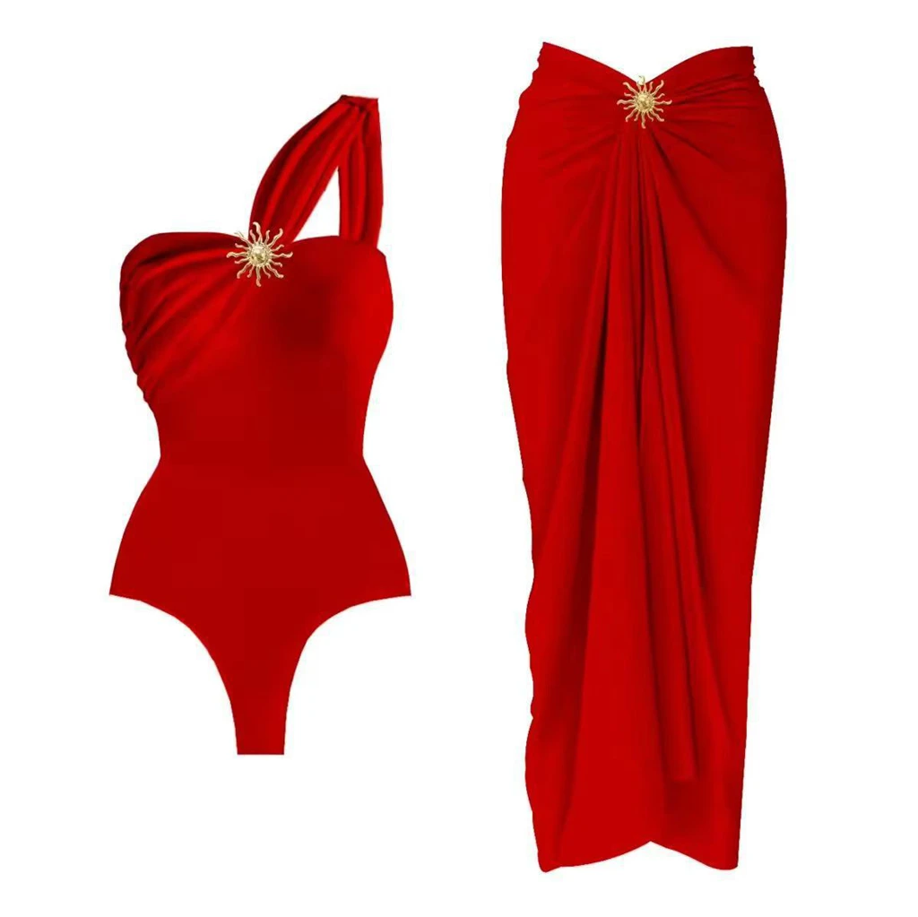 

Push Up Bikinis Women Swimsuits 2025 Swimwear Sexy One Shoulder Brazilian Bikini Set Biquini Bathing Suit Skirt Solid Beachwear