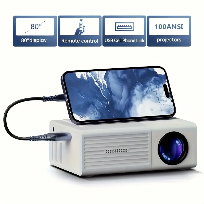 Office Projector，home theater projector，Supports smartphone 