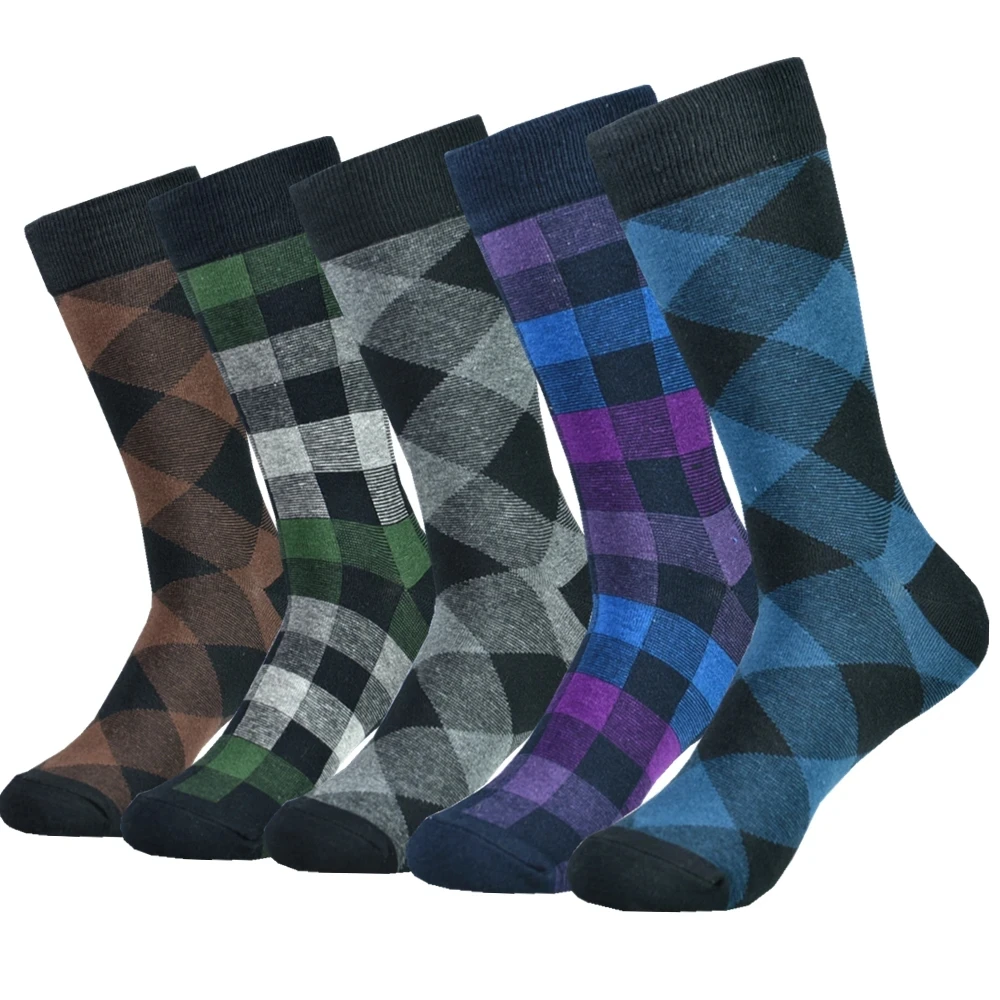 5 paires de chaussettes habillées colorées en coton noir pour hommes, confortables et respirantes, à la mode, pour un usage quotidien et en plein air