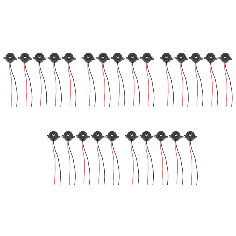 BNVN-25 ชิ้น DC 3-24V 85Db เสียงปลุก Buzzer อิเล็กทรอนิกส์สีดํา 23 X 12 มม.