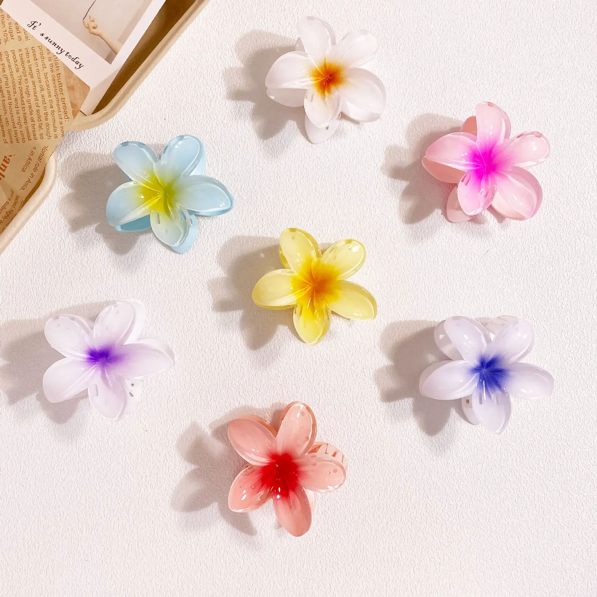 

8CM Women's Vacation Style Bauhinia Hair Clip Back Spoon Pan Hair Shark Clip Girl's Fashionable Sweet and Personalized Grab Clip