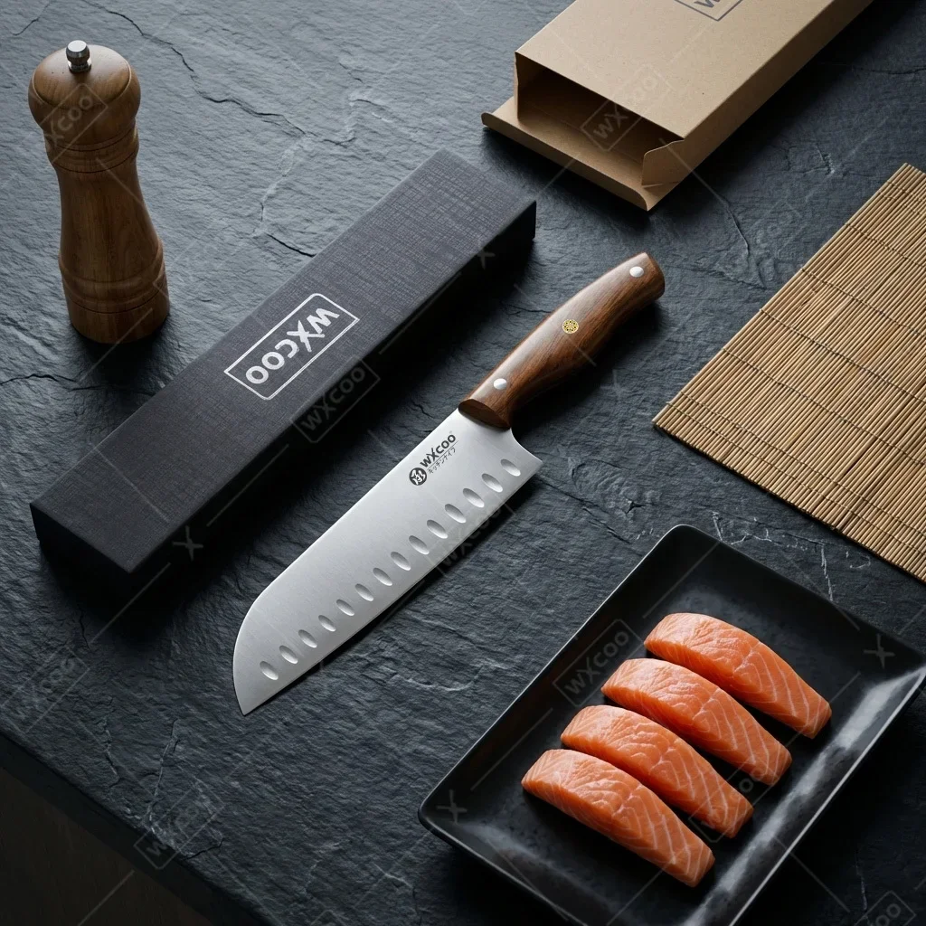 WXCOO Japanese Santoku Knife Stainless Steel Scissors Peeler Meat Cleaver Vegetable for Fruit Professional Kitchen Knives