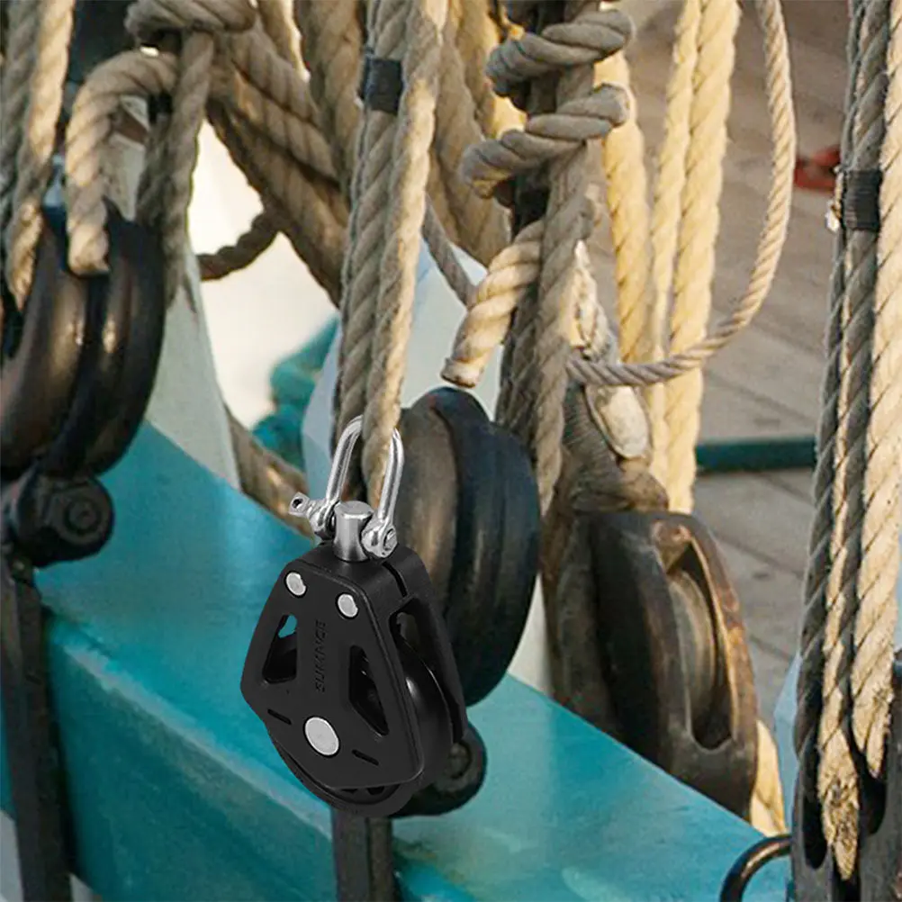 

3pcs Dual Nylon Marine Swivel Pulley With Bearing For Sailing Yacht Boats Pilates Gym Lifting Traction Rope Pulley Block