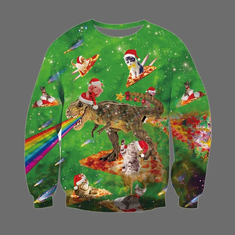 Moda brutto maglione natalizio uomo donna stampa 3d divertente felpa natalizia girocollo manica lunga pullover felpe con cappuccio oversize