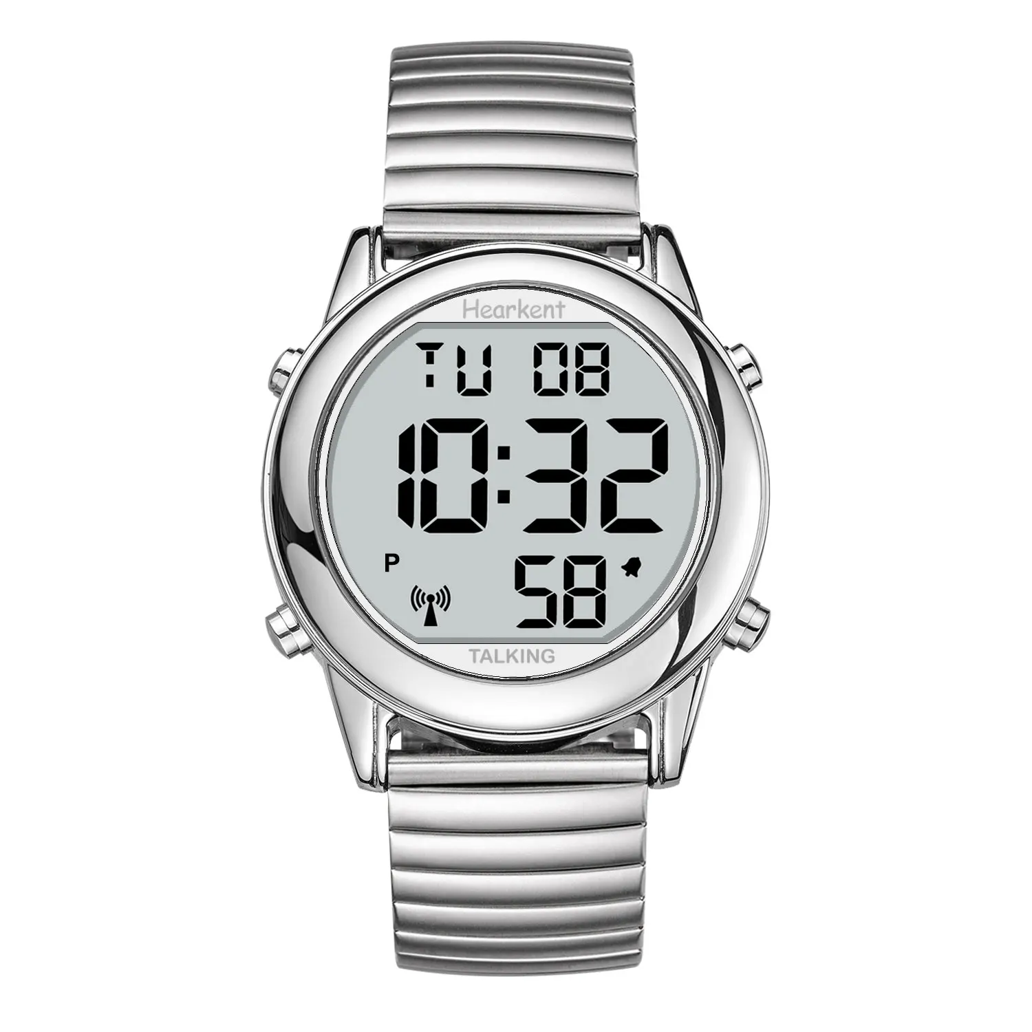 Hearkent Atomic Talking Watch for Blind Elderly Men's Clock Watch with Alarm Radio Controlled Wristwatch English/Spanish/German