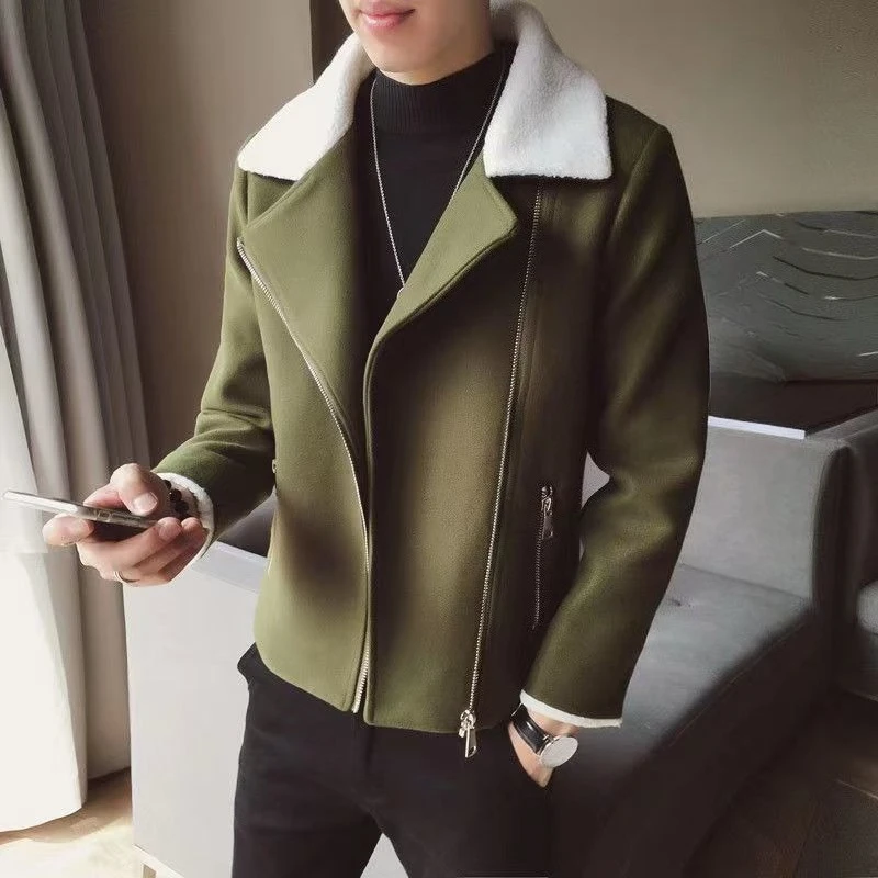 

Men's Autumn Winter Wool Blend Blazer Premium Casual Turn Down Collar Overcoat Thick Warm Faux Wool Jacket Fashion Outerwear