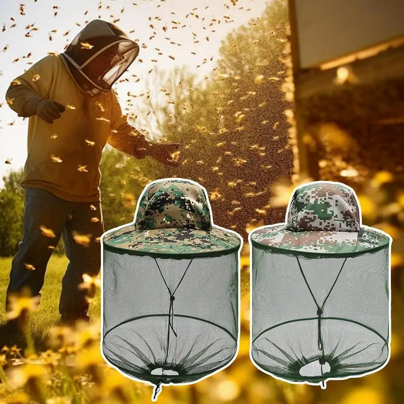 Fishing Face Net Bee Keeper Head Covering Summer Mesh Anti-Gnat Breathable Anti-Gnat Outdoor Sunshade Hat For Men Mountaineering