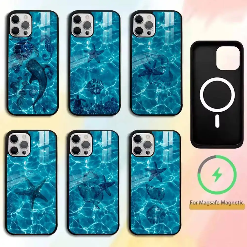 

Marine life and Seawater Phone Case For iPhone17,16,15,14,13,12,11 Plus,Pro Magnetic with Magsafe Wireless Charging