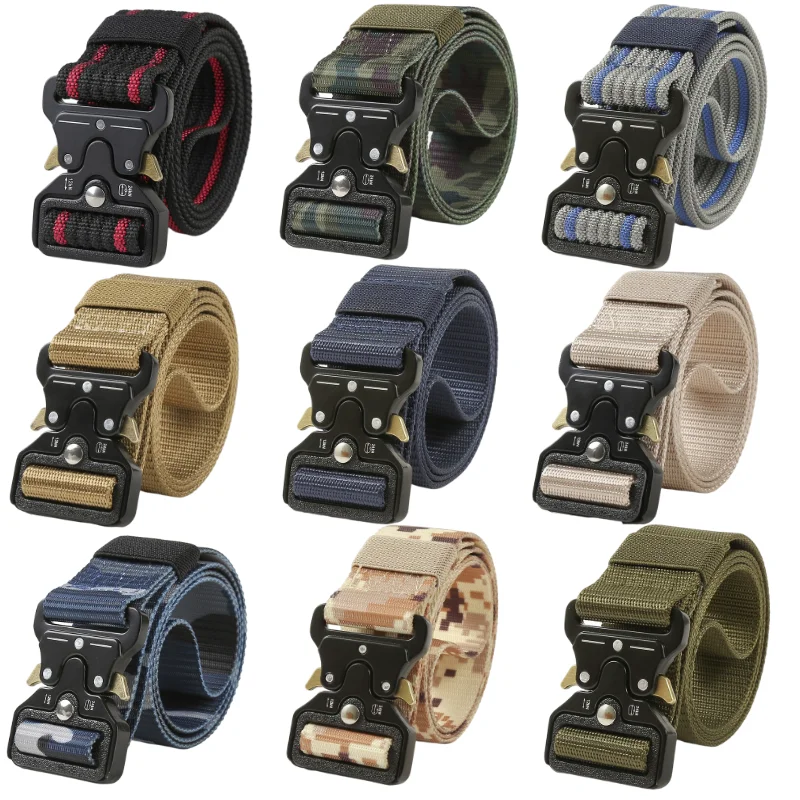 3.8cm/125cm Wide Alloy Snap Tactical Waist Belt Tactic Military Waistband Men Outdoor Canvas Waist Belt Nylon Release Buckle