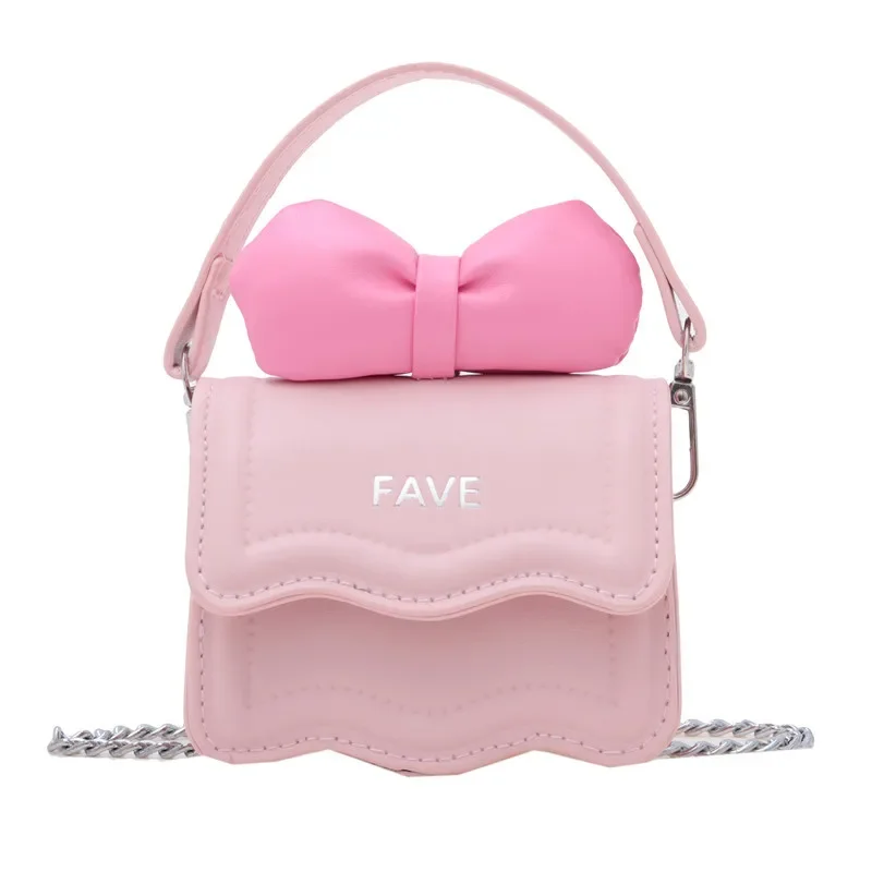 Sweet Bow Children\'s Small Square Shoulder Bags Lovely Women Girls Mini Crossbody Bag Cute Princess Coin Purse Chain Handbags