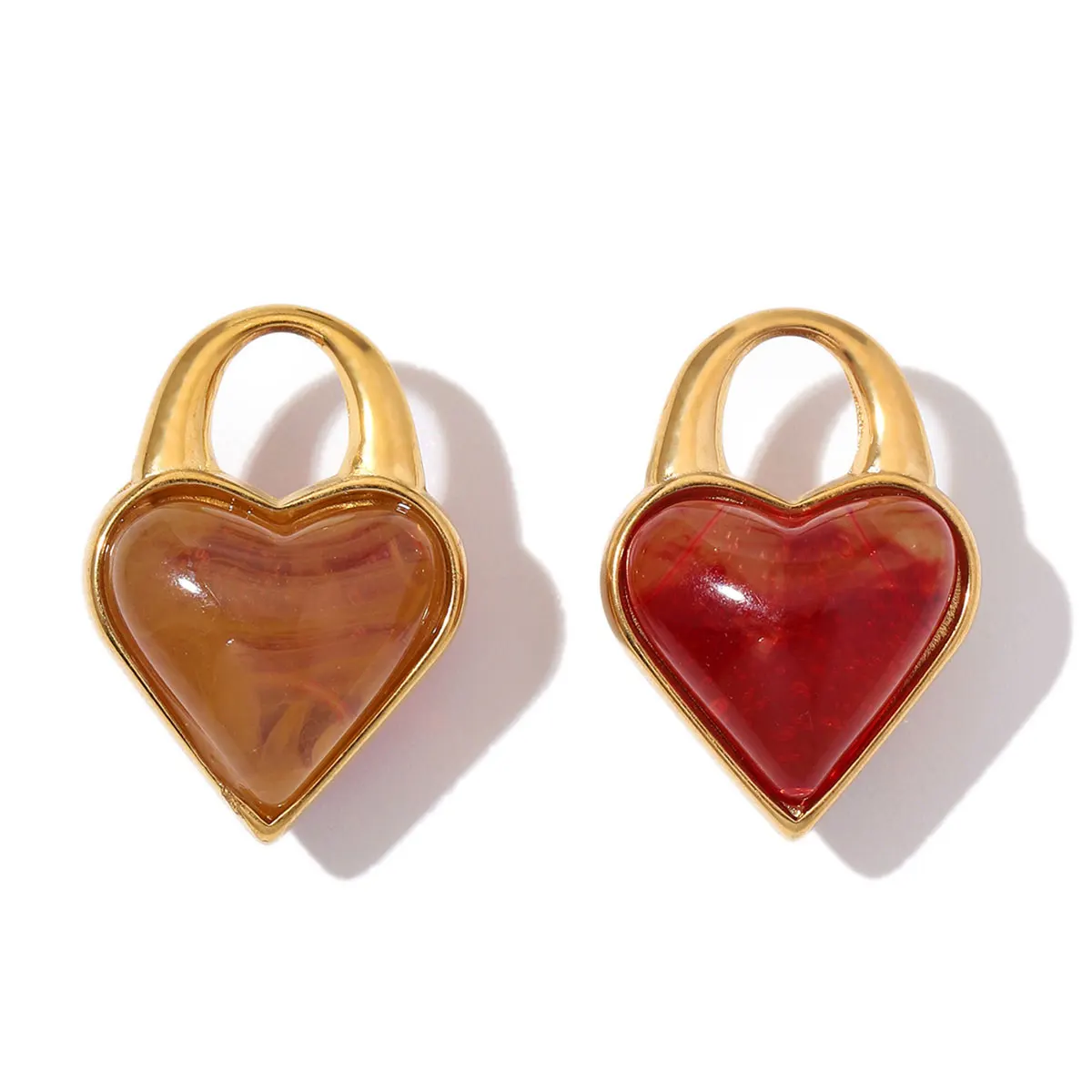 3pcs/LotStainless Steel Resin Love Heart DIY Charms Natural Stone Evil Eye Necklace Pendant Woman Retro Round Jewelry Wholesale