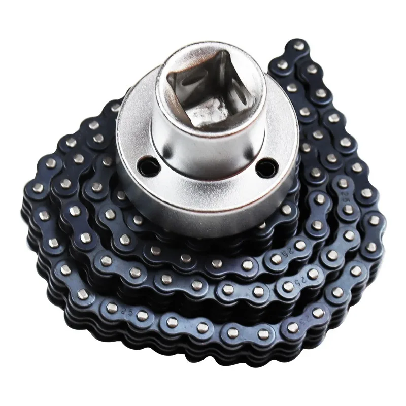 New Chain Filter Wrench Sleeve Machine Filter Wrench Double Chain Oil Grid Wrench Disassembly and Assembly，1PCS
