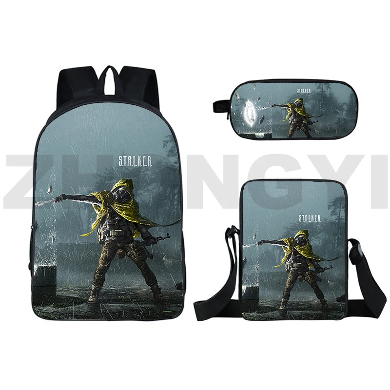 3D Printed S.T.A.L.K.E.R. 2 Heart of Shadow Book Bag 3 Pcs/Set Anime Game Pencil Case Children Canvas Schoolbags Travel Backpack