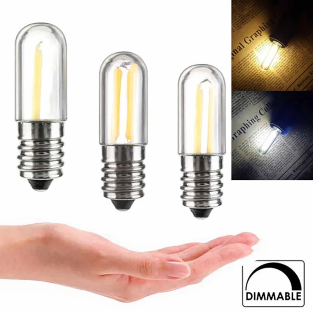 Dimmable E14 COB LED Filament Fridge Light Bulbs 1W 2W 4W 220V Screw Base Bulb 6500K 3000K White For Home Decorative Room