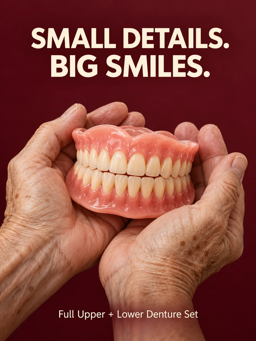 Full Mouth Denture Set, Upper and Lower False Teeth for Daily Eating, Natural-Looking Smile for Adults and Seniors
